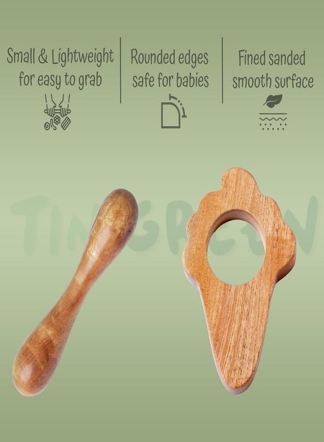 Tinigreen Ice Cream Dumbbell Shaped Neem Wooden Teethers Combo for 3 to 12 Months Infant Baby (Pack of 2) - Image 2