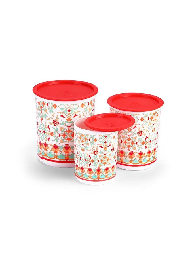 Sopl-Oliveware Oliveware Pasha Plastic Containers | Bpa Free | For Rice, Dal, Atta & Flour | Set Of 3 | Stackable Containers (2200Ml, 1350Ml & 850Ml) (Red) - Image 1
