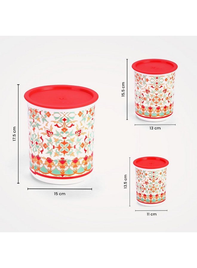 Sopl-Oliveware Oliveware Pasha Plastic Containers | Bpa Free | For Rice, Dal, Atta & Flour | Set Of 3 | Stackable Containers (2200Ml, 1350Ml & 850Ml) (Red) - Image 5