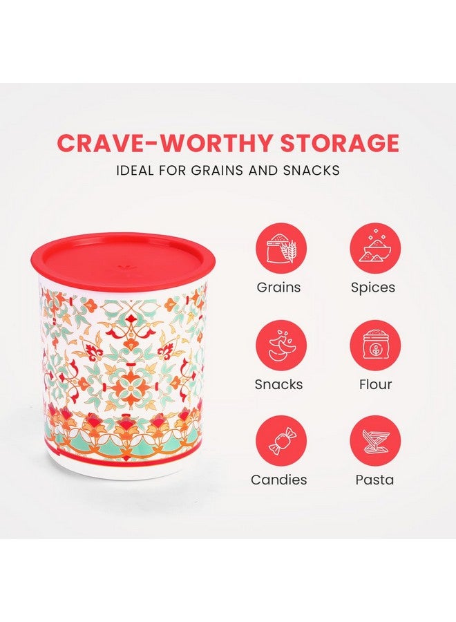 Sopl-Oliveware Oliveware Pasha Plastic Containers | Bpa Free | For Rice, Dal, Atta & Flour | Set Of 3 | Stackable Containers (2200Ml, 1350Ml & 850Ml) (Red) - Image 3