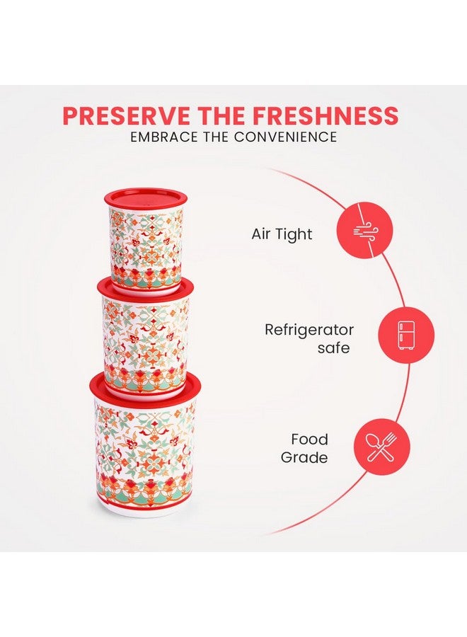 Sopl-Oliveware Oliveware Pasha Plastic Containers | Bpa Free | For Rice, Dal, Atta & Flour | Set Of 3 | Stackable Containers (2200Ml, 1350Ml & 850Ml) (Red) - Image 2