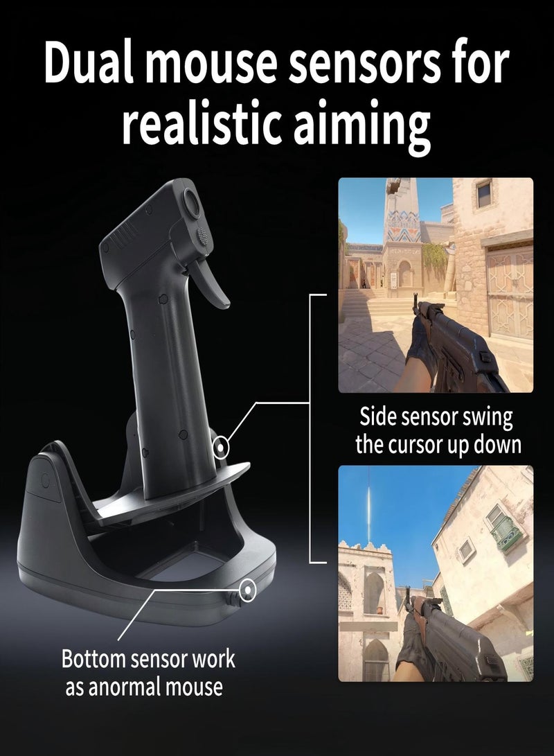 A&W FPS Gaming Mouse, Gun Mouse – Ergonomic Vertical Grip & 400–4000 DPI Adjustable, USB Wired for PC Shootings Games, PUBG, COD, CS:GO, Valorant, Apex, Battlefield  - Image 2