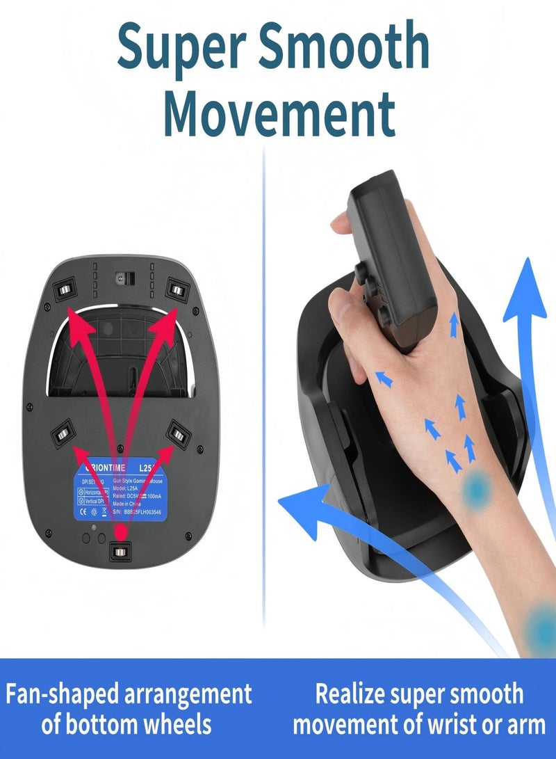A&W FPS Gaming Mouse, Gun Mouse – Ergonomic Vertical Grip & 400–4000 DPI Adjustable, USB Wired for PC Shootings Games, PUBG, COD, CS:GO, Valorant, Apex, Battlefield  - Image 4