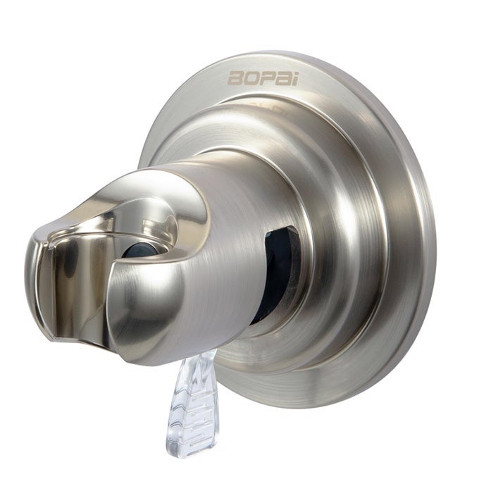 SUCTION CUP SHOWER HEAD HOLDER FOR HANDHELD SHOWER NO DRILL FOR SMOOTH SURFACES ONLY VERTICAL MOUNT ONLY BRUSHED NICKEL
