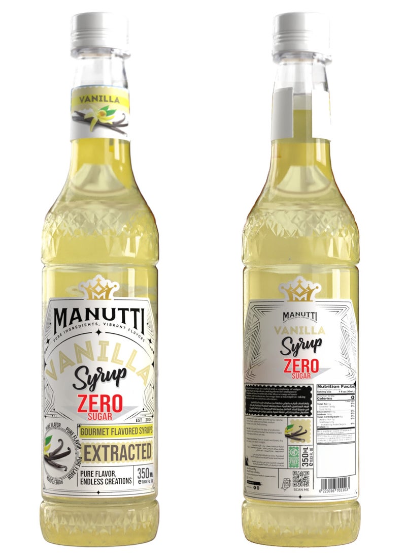 Manutti - Vanilla Syrup ZERO SUGAR 350ml - Image 1