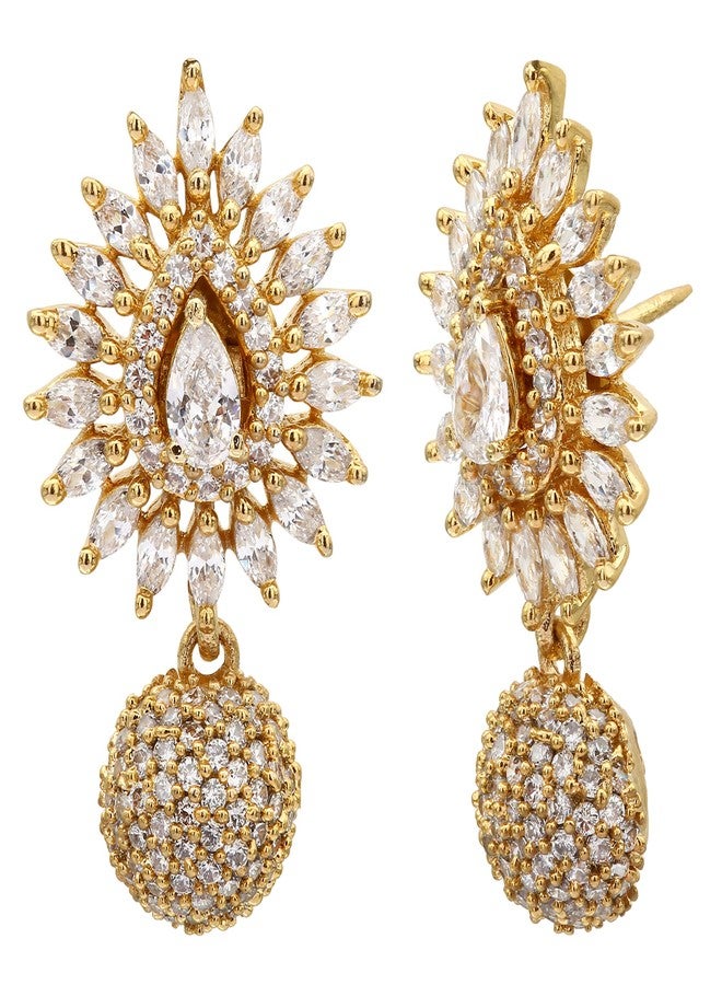 Sasitrends Trendy Gold-Plated Interchangeable American Diamond Stud Earrings for Women and Girls - Image 3