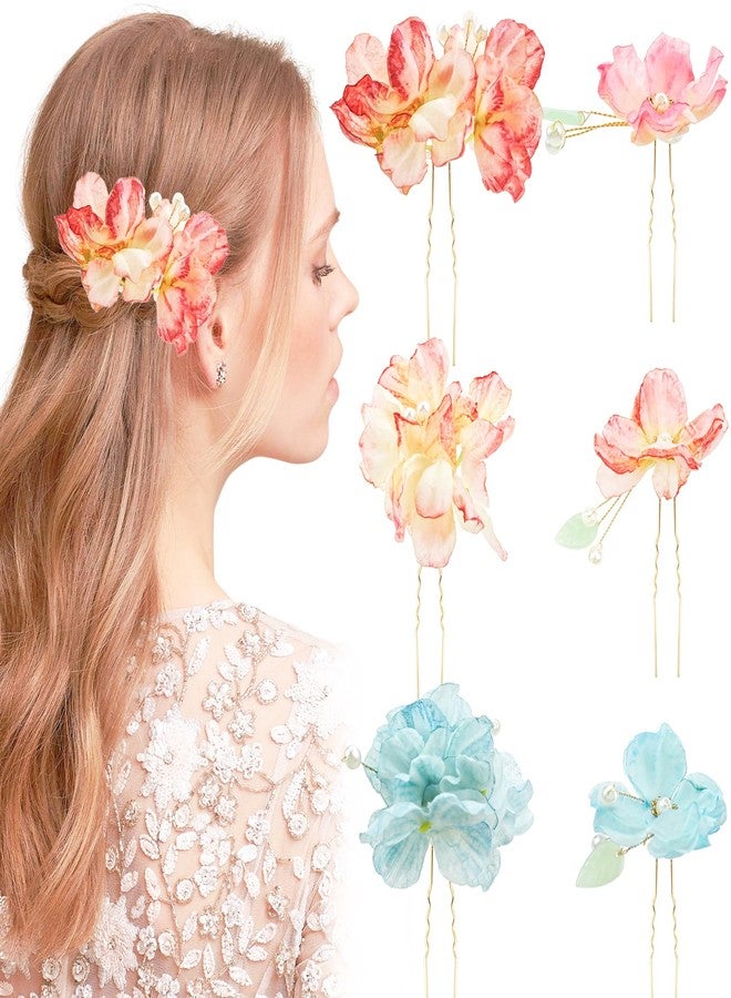 Capiant 6 PACK Bridal Flower Wedding Hair Pins Pearl Hair Combs Clips Headpiece for Brides Bridesmaids Women Girls Updo - Image 1
