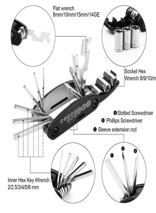 DZOPE Cycle 16 in 1 Cycle Tool kit Multi-Purpose Mountain Cycle Repair Tool kit Allen Key Spoke Cycle Tool kit Set All Cycle - Image 5