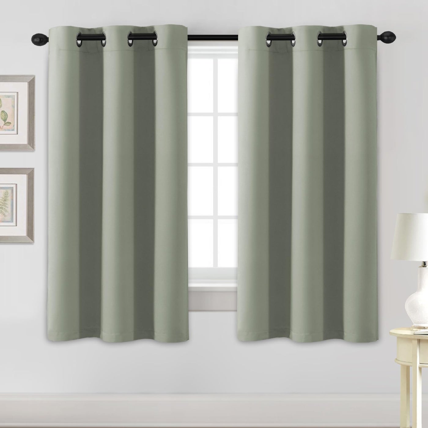 H.VERSAILTEX Blackout Curtains for Bedroom Thermal Insulated Room Darkening Living Room Curtains 63 Inch Long Grommet Privacy Protection Window Curtain Panels/Drapes for Nursery,2 Panels,Light Sage