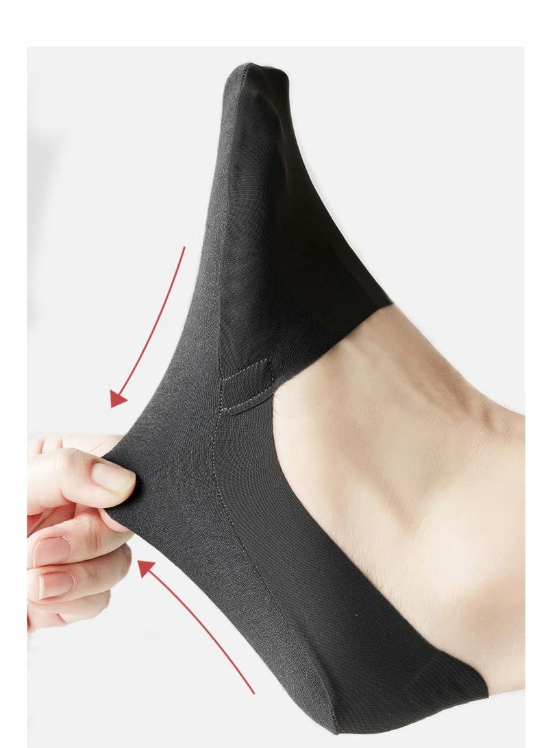 Women Thin Socks Ice silk skin tone No Show Liner Socks Women Low Cut Cotton Nylon Boat Invisible Hidden Socks Non Slip for Flats Skin Tone 2 Black