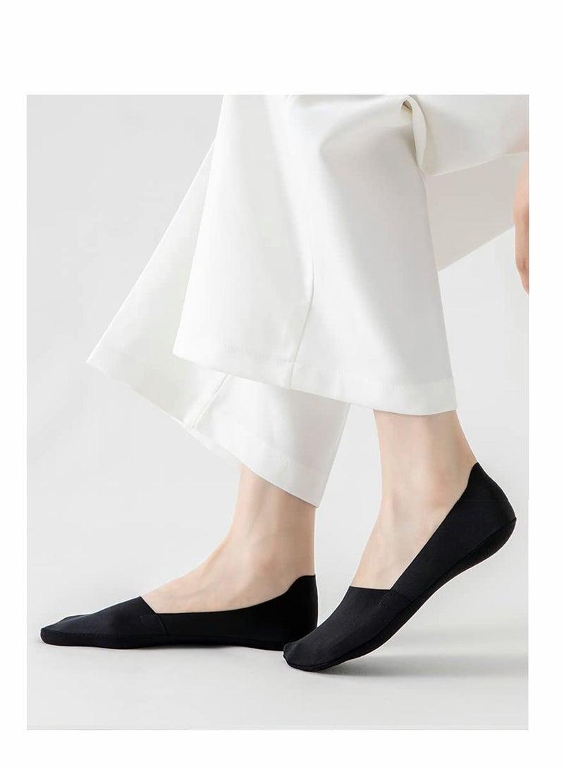 Women Thin Socks Ice silk skin tone No Show Liner Socks Women Low Cut Cotton Nylon Boat Invisible Hidden Socks Non Slip for Flats Skin Tone 2 Black