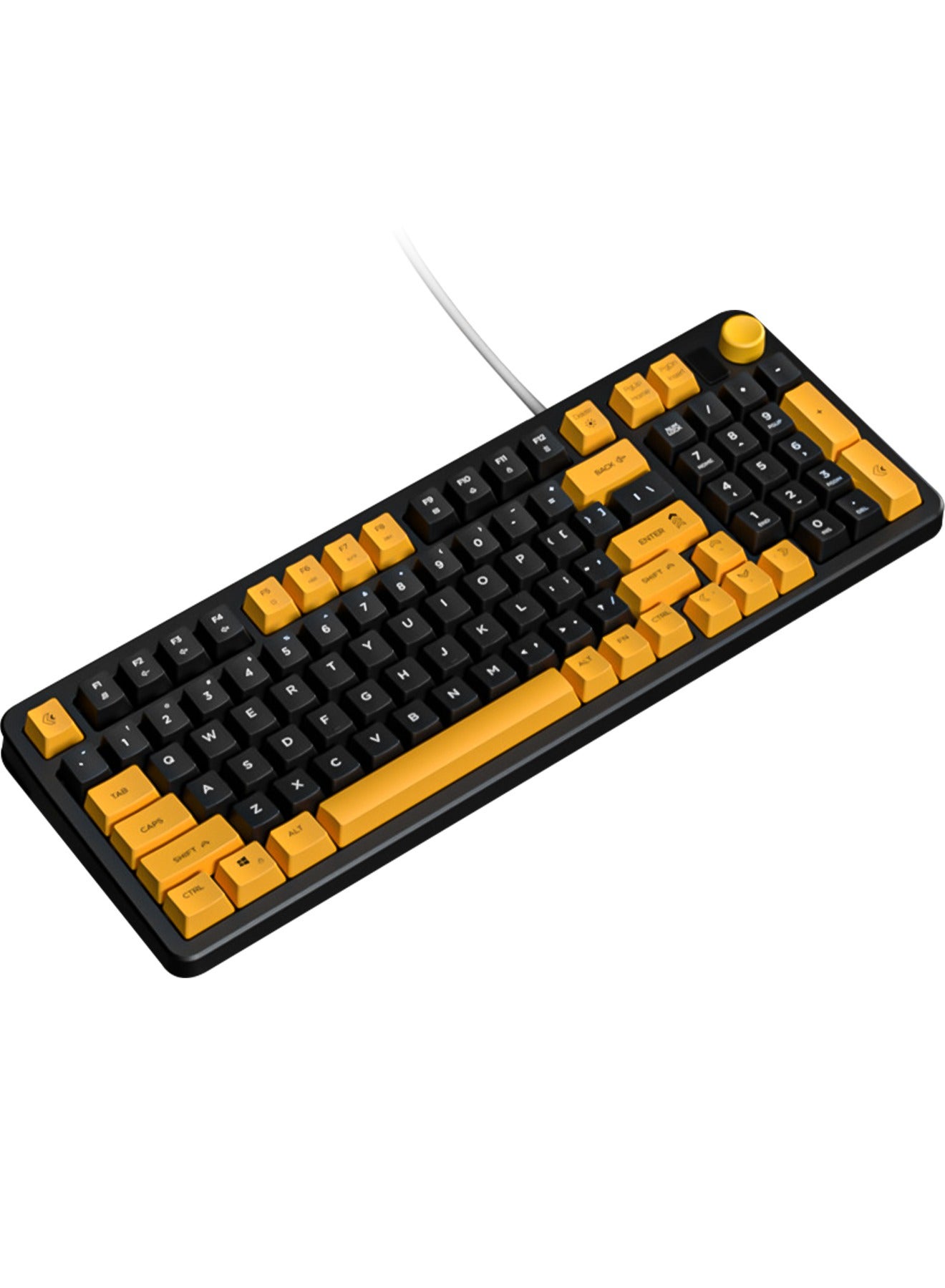 98-Key Wired Keyboard - Membrane Keyboard - Gaming Keyboard - Office Keyboard - Built-in Volume Adjustment Knob - Rainbow Backlit Quick Response - Computer Keyboard