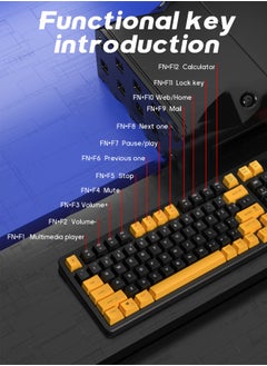 UCHUANG 98-Key Wired Keyboard - Membrane Keyboard - Gaming Keyboard - Office Keyboard - Built-in Volume Adjustment Knob - Rainbow Backlit Quick Response - Computer Keyboard  - Image 3