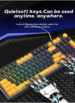 UCHUANG 98-Key Wired Keyboard - Membrane Keyboard - Gaming Keyboard - Office Keyboard - Built-in Volume Adjustment Knob - Rainbow Backlit Quick Response - Computer Keyboard  - Image 5