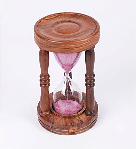 Ximdeco® Nautical Wooden Pink Sand Timer Hourglass 5 Minutes | Tea Timer Exercise Timer | Elegant Decorative Sand Clock Showpiece 6.5 Inches | Functional Natural Wood Hourglass for Home Office Study - Image 3