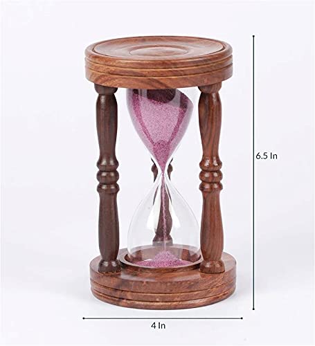 Ximdeco® Nautical Wooden Pink Sand Timer Hourglass 5 Minutes | Tea Timer Exercise Timer | Elegant Decorative Sand Clock Showpiece 6.5 Inches | Functional Natural Wood Hourglass for Home Office Study - Image 4