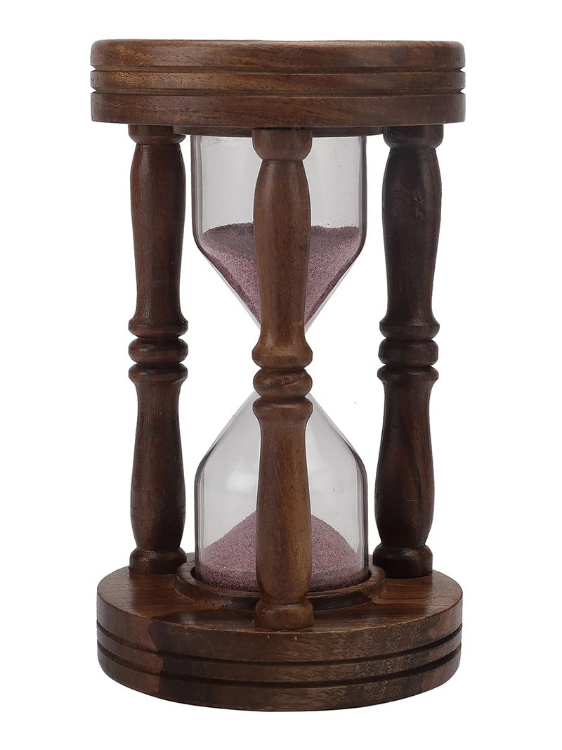 Ximdeco® Nautical Wooden Pink Sand Timer Hourglass 5 Minutes | Tea Timer Exercise Timer | Elegant Decorative Sand Clock Showpiece 6.5 Inches | Functional Natural Wood Hourglass for Home Office Study - Image 2