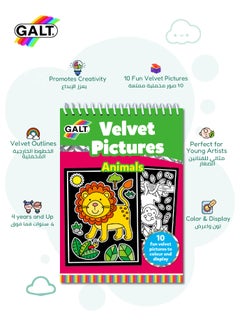 Galt Toys Velvet Pictures – Animals | Fun Coloring Book for Kids 4+ | 10 Animal Velvet Pictures | A5 Spiral Bound | Creative Activity for Kids | 14.8x21 cm | Color & Display  - Image 3