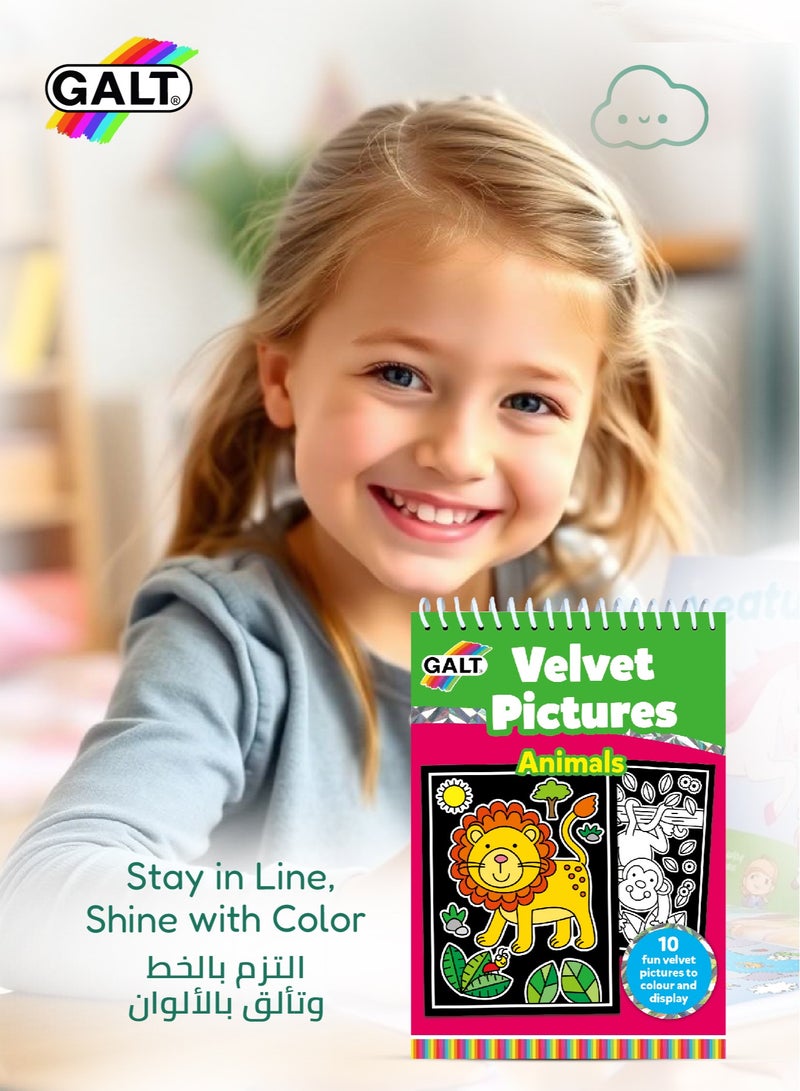 Galt Toys Velvet Pictures – Animals | Fun Coloring Book for Kids 4+ | 10 Animal Velvet Pictures | A5 Spiral Bound | Creative Activity for Kids | 14.8x21 cm | Color & Display - Image 4