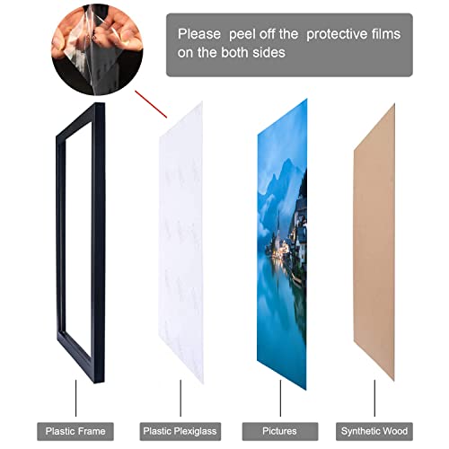 NAOKBOEE 6x10 Picture Frame Black - Horizontal and Vertical Formats for Wall and Tabletop - Photo Frames with Shatter Resistant Plexiglass - Image 3