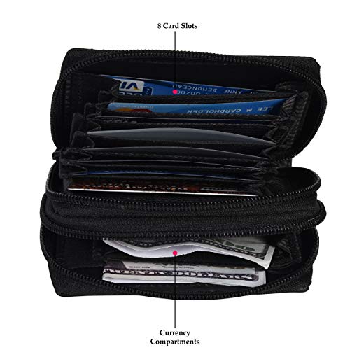 LB LEATHERBOSS Leatherboss Genuine Leather Rfid Safe Double Zipper Accordion Wallet Organizer For Men Women, Black - Image 4