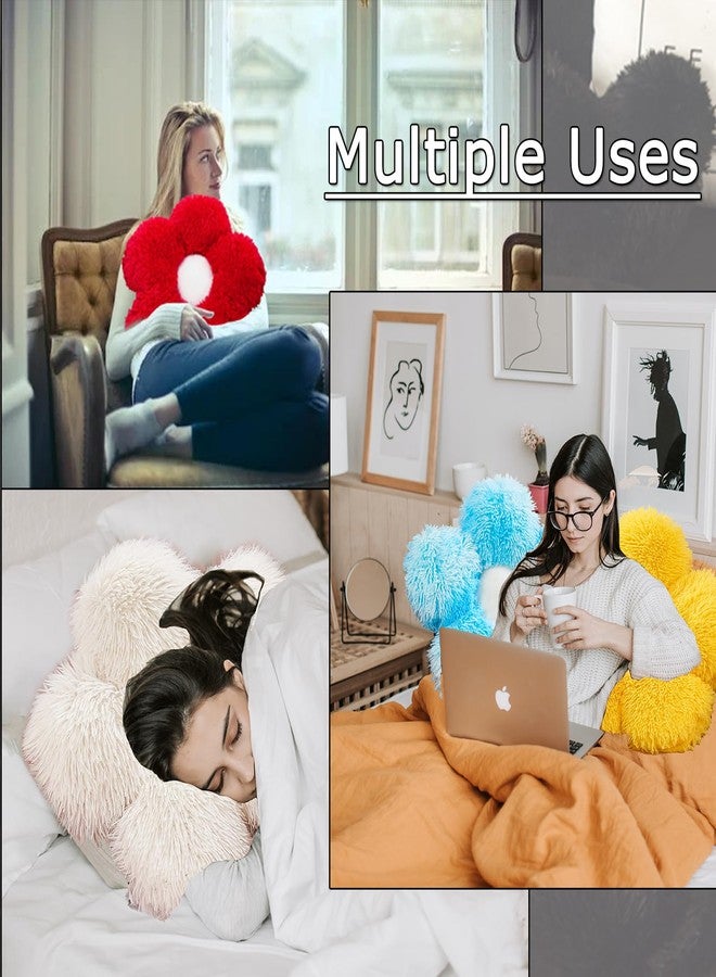 MorroMorn Flower Pillow Shaped Throw Pillows, 20" Floor Pillow Butt Cushion - Fluffy Shaggy Daisy Floral Decorative Pillows for Bed Couch Sofa Chair Cute Plush Faux Fur Room Decor (Blush) - Image 4