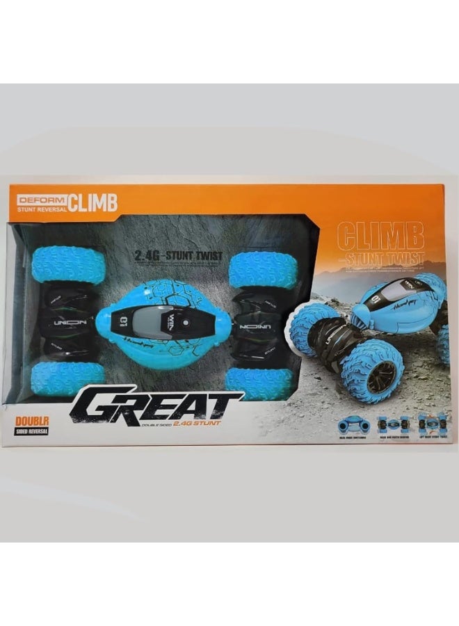 Deform Climb Stunt Reversal RC Car, Double Sided 2.4G Stunt Twist, Blue, All-Terrain Climbing Vehicle - Image 3