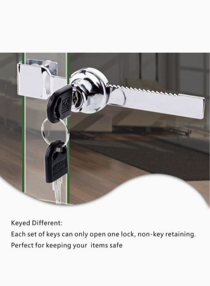 Sliding Glass Door Ratchet Lock with Chrome Finish,Glass Display Case Lock,Keyed Alike Showcase Display - Image 2