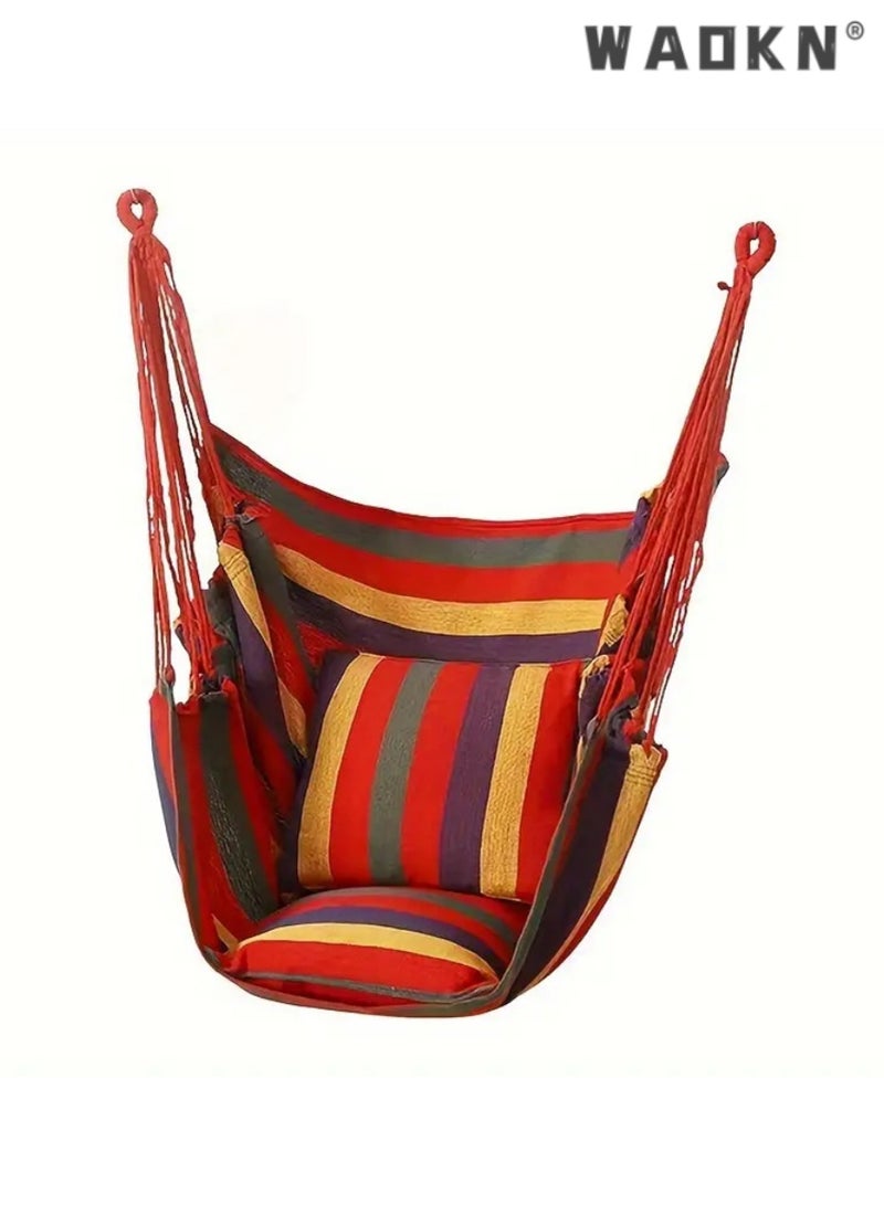 دبليو أيه أو كي أن كرسي هزاز مع أرجوحة مخططة حيوية مثالية للاسترخاء في الهواء الطلق في الفناء الخلفي أو في الأماكن المغلقة . يتمتع الكبار والأطفال ، قماش من القطن دائم ، مع الحمولة القصوى 300 جنيه ( 136 كجم ) ، بما في ذلك حقيبة يد - Image 4