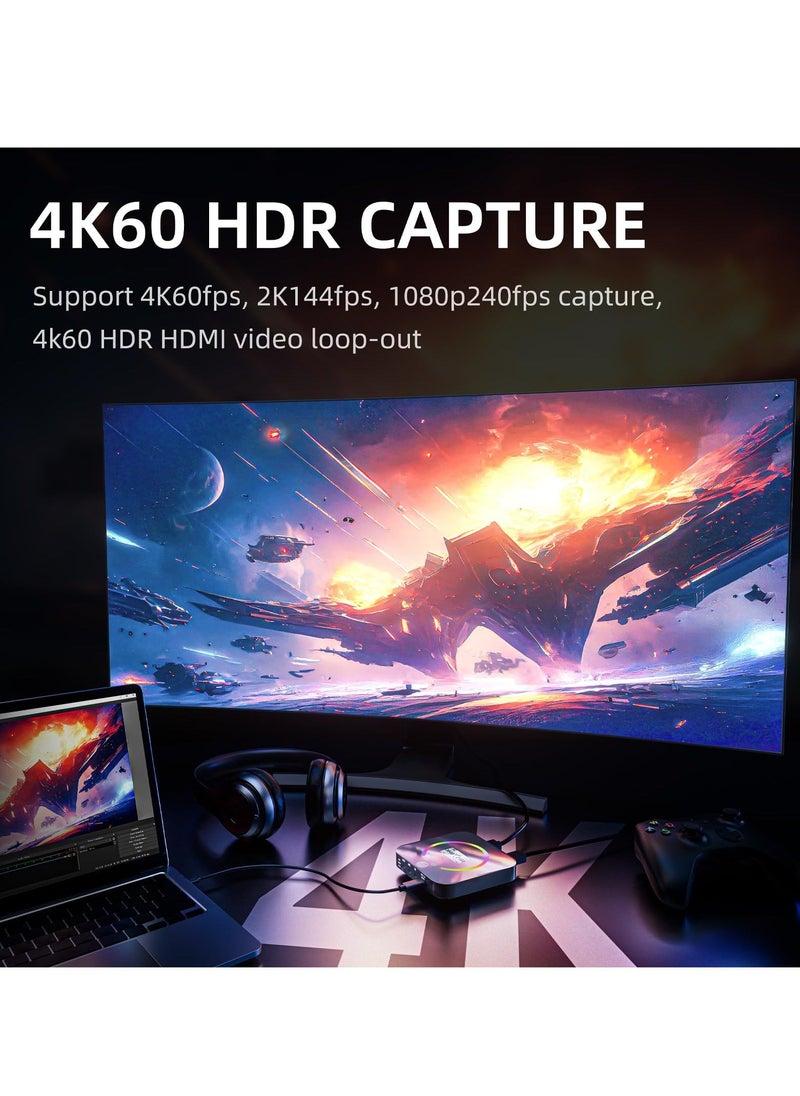 Generic - بطاقة تسجيل فيديو ألعاب 4K60، USB 3.2 بمستوى رائد 1080P 240 إطارًا في الثانية و HDR VRR تمرير، زمن تأخير قريب من الصفر، توصيل وتشغيل، سجل وتوافق مثالي مع سويتش/PS5/Xbox/OBS/DSLR/PC - Image 1