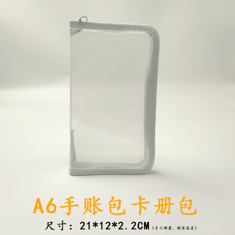 A4 Transparent Twill Zipper File Bag Large Capacity Portable Textbook Test Paper Sundries Storage Bag Color Zipper Bag - Image 1