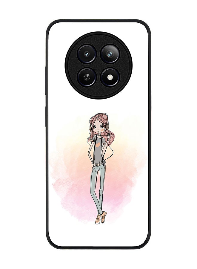 Stylizedd حافظة حواف سوداء متينة لهاتف Realme 12 / Realme 12x، حافظة مرنة رفيعة من مطاط TPU مقاومة للصدمات - الفتاة المجاورة - Image 1