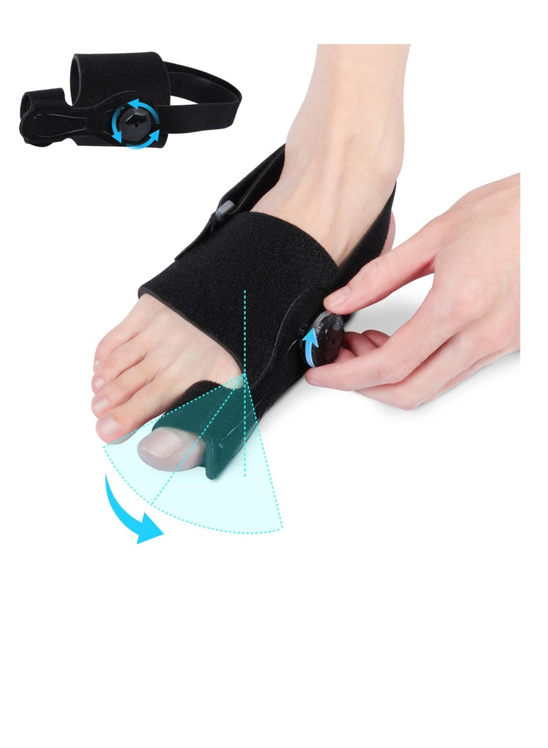 Adjustable Bunion Corrector for Men and Women, Orthopedic Big Toe Straightener with Separators for Day and Night Relief, Comfortable Bunion Splint in Black - Image 1