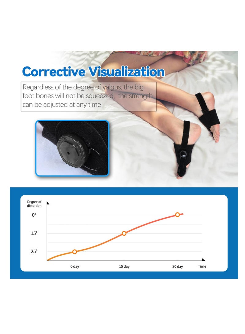 Adjustable Bunion Corrector for Men and Women, Orthopedic Big Toe Straightener with Separators for Day and Night Relief, Comfortable Bunion Splint in Black - Image 5