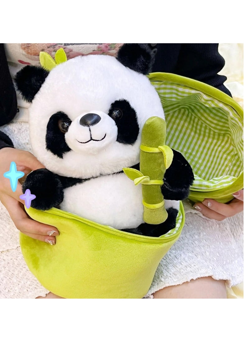 AROAQ Panda Stuffed Animals, 2 In 1 Bamboo Tube Panda Plush And Pillow, Panda Bear Plush Toys With Bamboo Stuffed Panda Plushies For Boys And Girls - Image 3