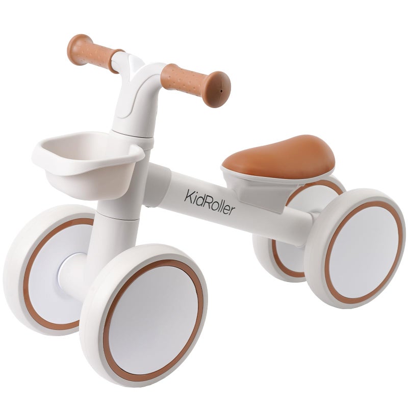 KidRoller Kid's Balance Bikes for 1 Year Old Boys and Girls, 12-24 Months Toddler Ride-on with Adjustable Seat and a Front Basket, First Birthday Gifts (White) - Image 1