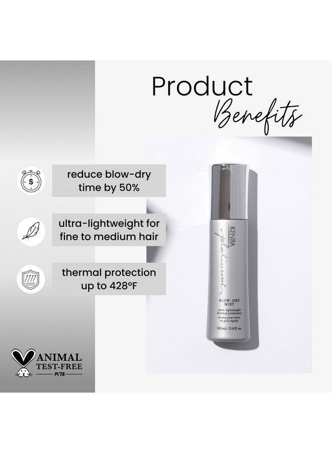 كينرا بخاخ كينرا بلاتينيوم لتجفيف الشعر | واقي حراري خفيف الوزن للغاية | يفك تشابك الشعر، وينعمه، وينعمه | يزيل التجعد ويقاوم الرطوبة | للشعر الناعم إلى المتوسط | 3.4 أونصة سائلة - Image 2