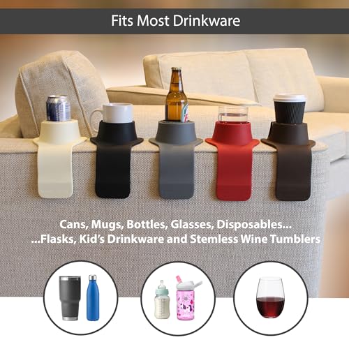 HIT PRODUCTS CouchCoaster® - Original & Patented Armrest Couch Cup Holder, Rosso Red - A Weighted, Silicone, Anti Slip Coaster Stops Spills On Your Sofa, Armchair Or Recliner & Keeps Drinks in Reach - Image 3