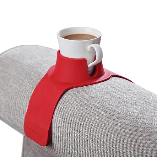 HIT PRODUCTS CouchCoaster® - Original & Patented Armrest Couch Cup Holder, Rosso Red - A Weighted, Silicone, Anti Slip Coaster Stops Spills On Your Sofa, Armchair Or Recliner & Keeps Drinks in Reach - Image 1