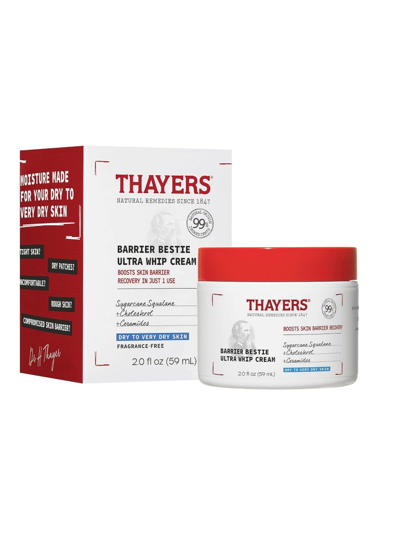 THAYERS THAYERS Barrier Bestie Ultra Whip Face Cream, Moisturizer with Sugarcane Squalane and Ceramides, Skin Care for Dry to Very Dry Skin, 2.0 Oz  - Image 1