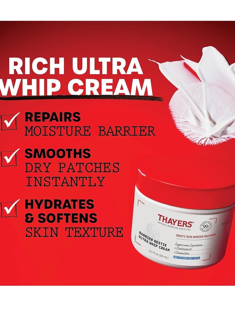 THAYERS THAYERS Barrier Bestie Ultra Whip Face Cream, Moisturizer with Sugarcane Squalane and Ceramides, Skin Care for Dry to Very Dry Skin, 2.0 Oz  - Image 3