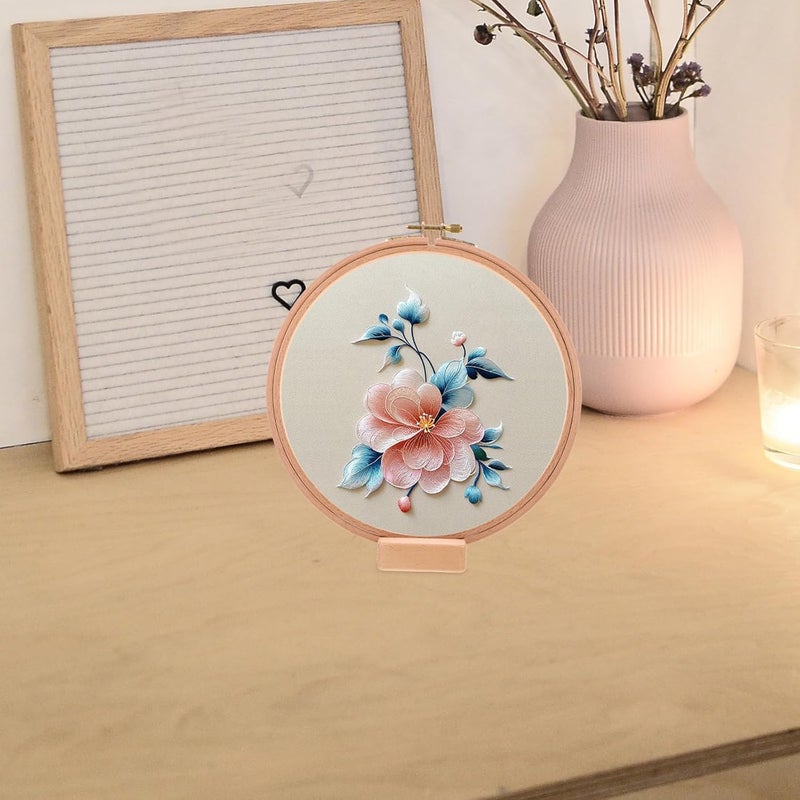 Adorainbow Wooden Embroidery Hoop and Beech Wood Base Frame for Hand Embroidery DIY Crafts, Adjustable Cross Stitch Holder Stand for Needlework and Sewing Projects on Desktop - Image 5