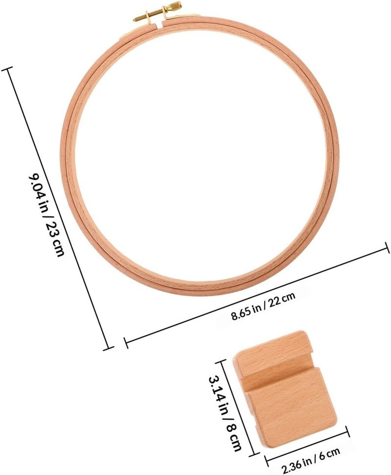Adorainbow Wooden Embroidery Hoop and Beech Wood Base Frame for Hand Embroidery DIY Crafts, Adjustable Cross Stitch Holder Stand for Needlework and Sewing Projects on Desktop - Image 2
