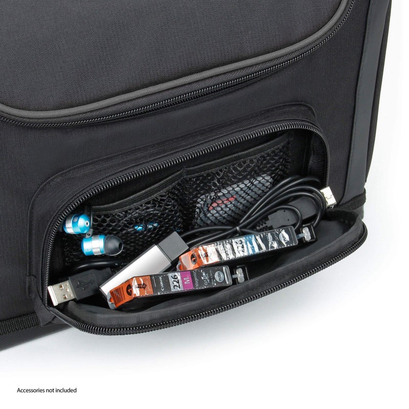 USA Gear Portable Photo Printer Case - Messenger Bag with Padding Dividers Compatible with Canon Selphy CP1500, Selphy Cp1300, Kodak Step Wireless, Canon Ivy 2, and More Mini Photo Printers - Black - Image 4