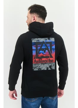 Avalanche Men Hooded Long Sleeve Brand Logo Sweatshirt, Black  - Image 4