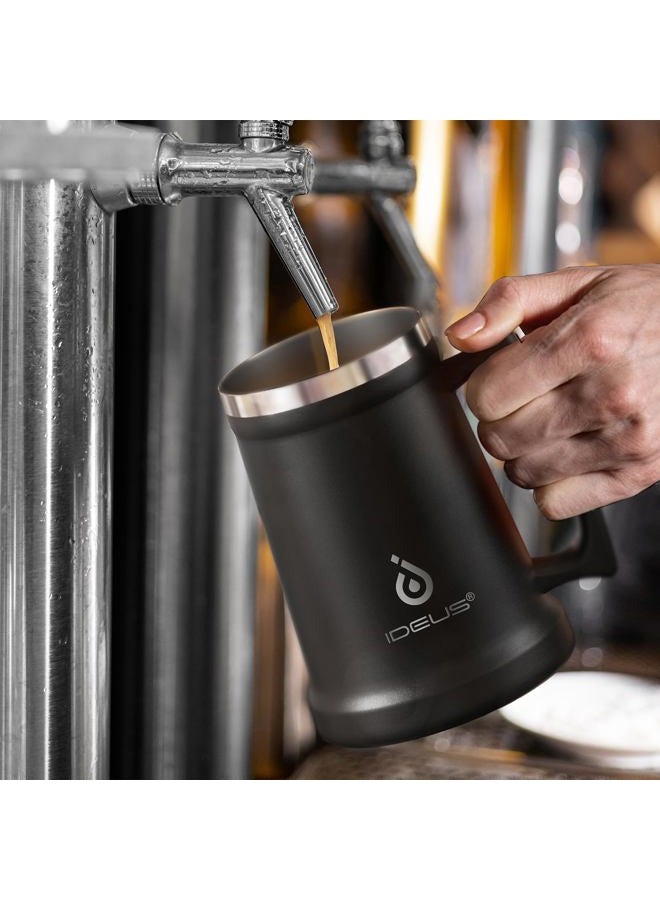 ideus Insulated Beer Stein, 24/32oz Stainless Steel Double Walled Beer Mug Giant Bar Drinkware Metal Beer Cup with Big Grip Handle (34oz (1,000ml), Black) - Image 5