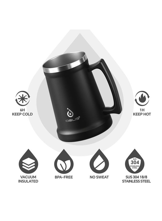 ideus Insulated Beer Stein, 24/32oz Stainless Steel Double Walled Beer Mug Giant Bar Drinkware Metal Beer Cup with Big Grip Handle (34oz (1,000ml), Black) - Image 2