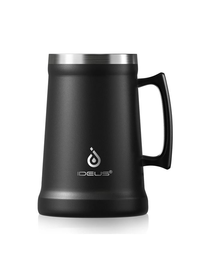 ideus Insulated Beer Stein, 24/32oz Stainless Steel Double Walled Beer Mug Giant Bar Drinkware Metal Beer Cup with Big Grip Handle (34oz (1,000ml), Black) - Image 1