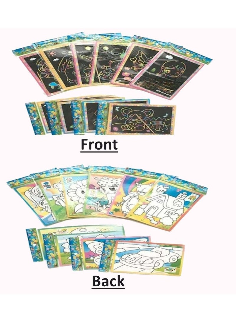 JOLLITY LLC Kids Rainbow Scratch Art Coloring Set Goodie Loot Bag Early Education Drawing Toys Cute Cartoon Learning Mosaic Stickers Children's Gifts 20 pcs - Image 2