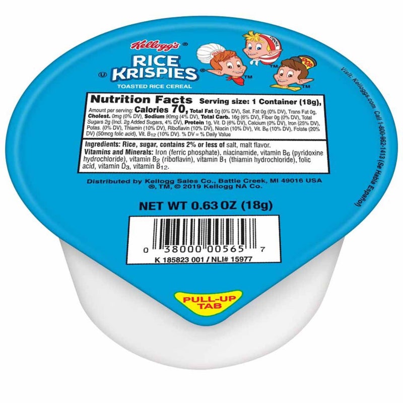 Kelloggs Rice Krispies Breakfast Cereal Cups Kids Snacks Family Breakfast Original 96 Cups